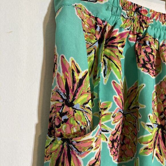 Pineapple Print Lightweight Maxi Skirt With Pockets Women's L Teal Pink Festival - Picture 3 of 7